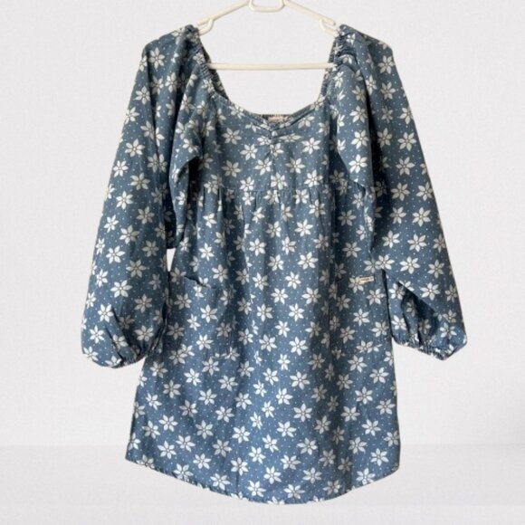 NEW BILLABONG x Wrangler "Just A Dream" Baby Doll Denim Dress Blue, Size XS - Picture 11 of 16